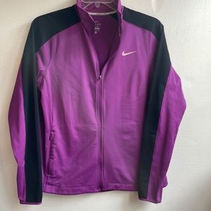 Nike zip front fleece lined dry fit two-tone athletic jacket, size extra large